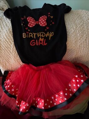 Birthday Girl Minnie-Inspired Red & Black Tutu Outfit